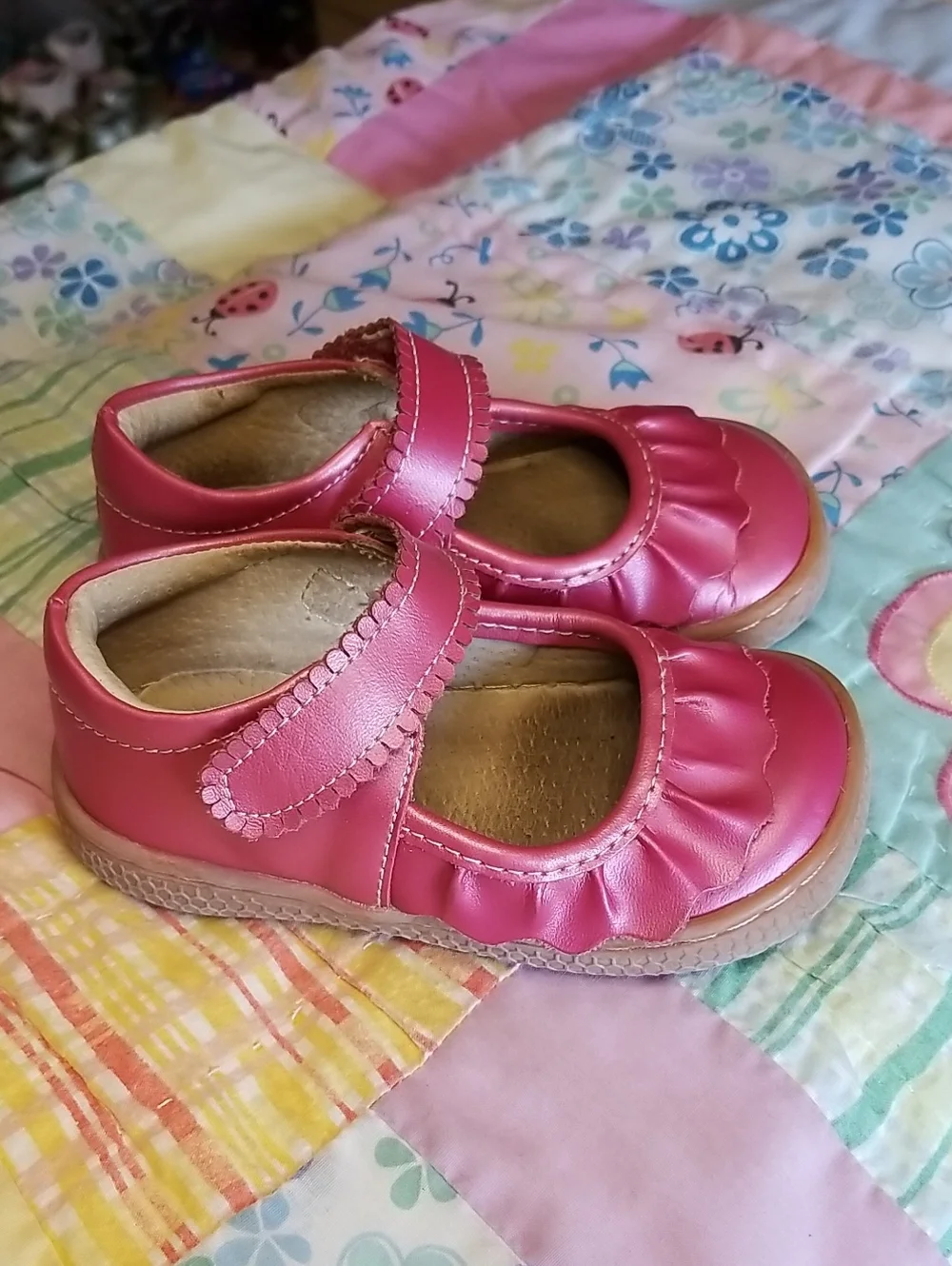 Livie & Luca Pink Shimmer Ruche Leather Mary Jane Size 7